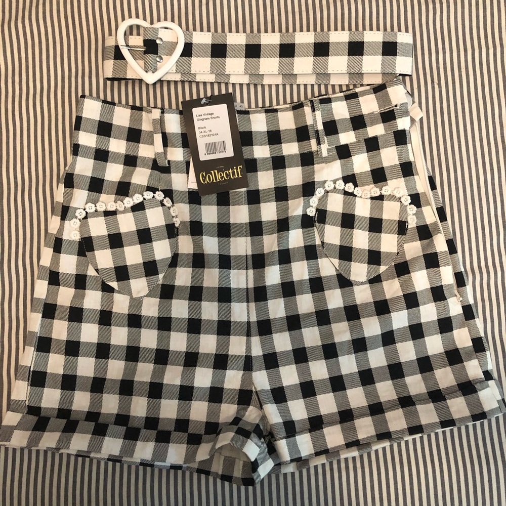 NWOT Collectif gingham high waist shorts
